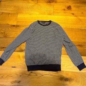 J Crew Men’s Striped Sweater Navy Blue Grey Size L